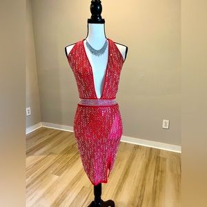 Red dress with rhinestones